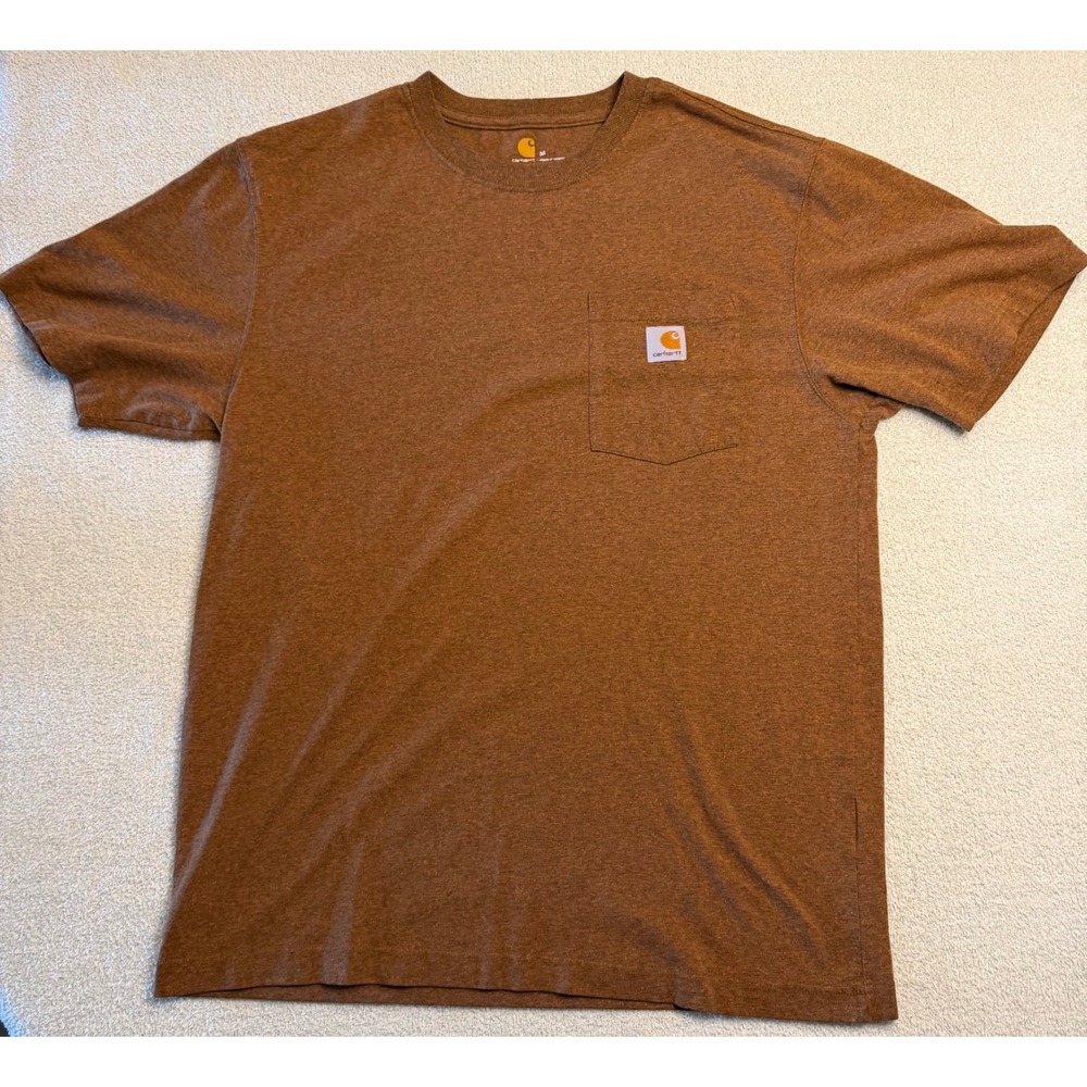 Carhartt Mens K87 Workwear Pocket T-Shirt Original Fit Heather Brown Medium